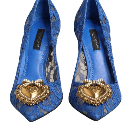 Dolce & Gabbana Blue Taormina Lace DEVOTION Pumps Shoes \