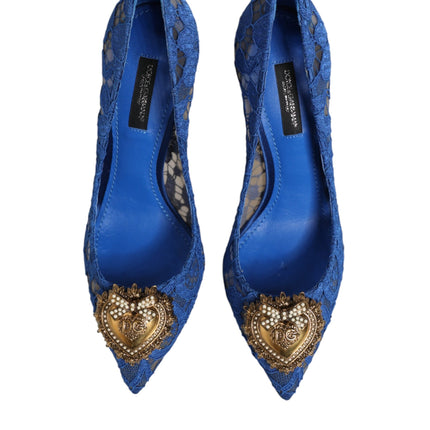Dolce & Gabbana Blue Taormina Lace DEVOTION Pumps Shoes \