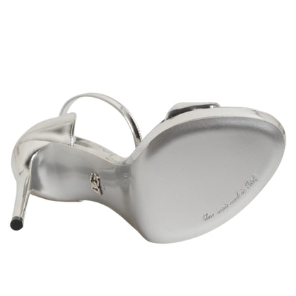 Dolce & Gabbana Silver Leather Platform Keira Sandals Shoes