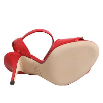 Dolce & Gabbana Red Leather DG AMORE Heels Sandals Shoes