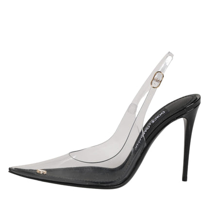Dolce & Gabbana Black Leather Clear PVC Slingback Pumps Shoes