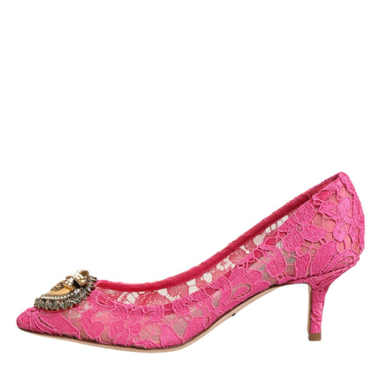 Dolce & Gabbana Pink Taormina Lace DEVOTION Pumps Shoes