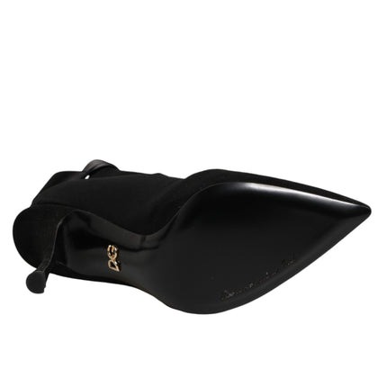 Dolce & Gabbana Black Stiletto Heels Lace Up Boots Shoes