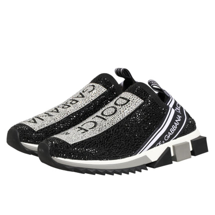 Dolce & Gabbana Black Silver Slip On Sorrento Sneakers Shoes