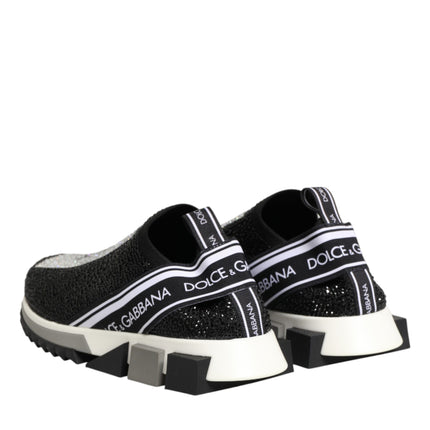 Dolce & Gabbana Black Silver Slip On Sorrento Sneakers Shoes