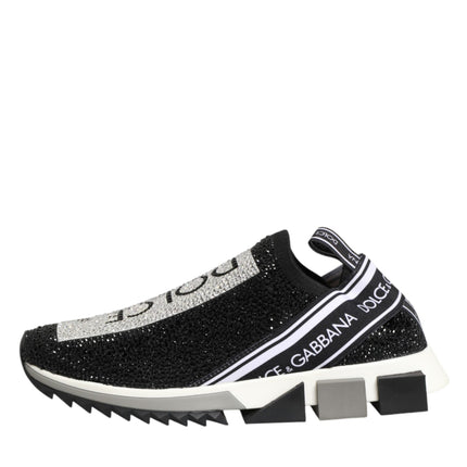 Dolce & Gabbana Black Silver Slip On Sorrento Sneakers Shoes
