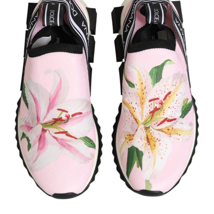 Dolce & Gabbana Pink Floral Sorrento Low Top Sneakers Shoes