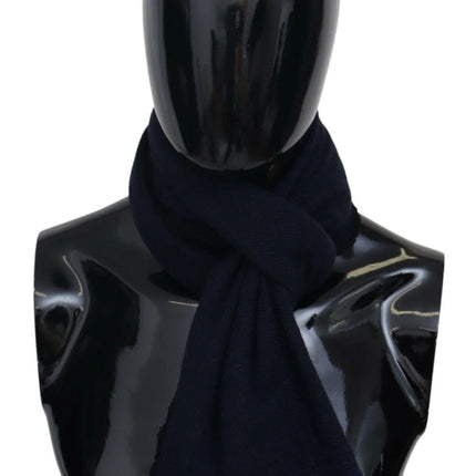 M Missoni Dark Blue Wool Unisex Neck Wrap Fringes Logo Scarf