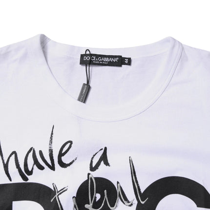 Dolce & Gabbana White Graphic Print Cotton Crew Neck T-shirt