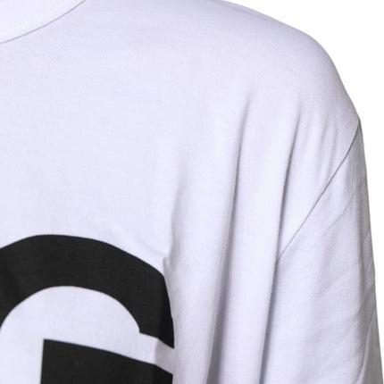 Dolce & Gabbana White Graphic Print Cotton Crew Neck T-shirt