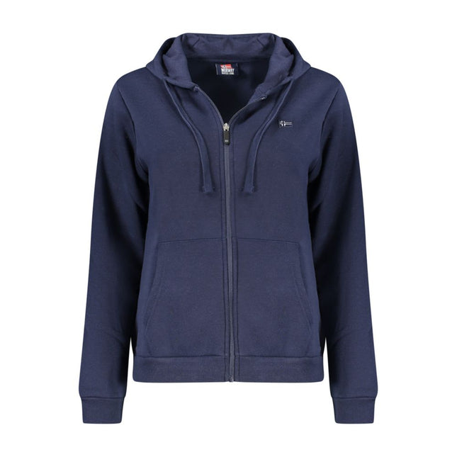 Norway 1963 Blue Cotton Women Sweatshirt with Hood and Zip