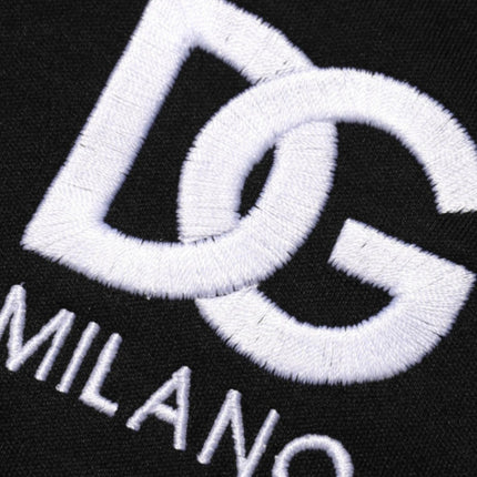 Dolce & Gabbana Black Cotton DG Logo Embroidery Top  T-shirt