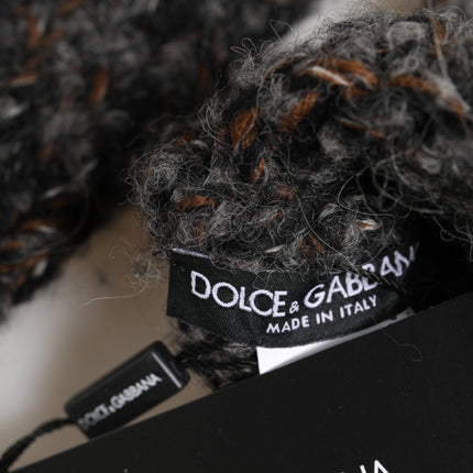 Dolce & Gabbana Gray Virgin Wool Knitted Fingerless Men Gloves