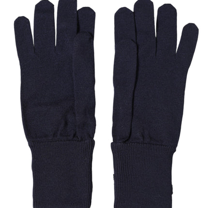 Dolce & Gabbana Blue Wool Knit #DGLovesLondon Embroidered Mitten Gloves