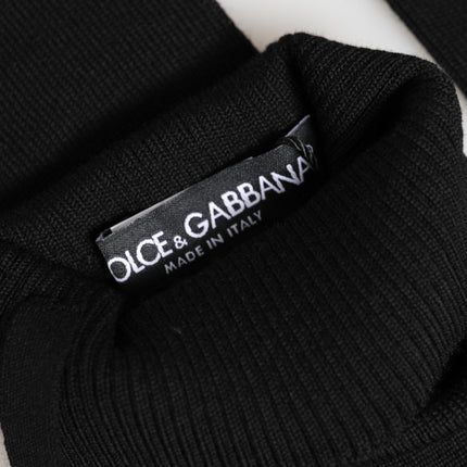 Dolce & Gabbana Black Virgin Wool Knitted Fingerless Men Gloves