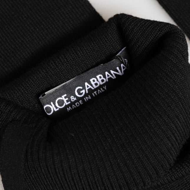 Dolce & Gabbana Black Virgin Wool Knitted Fingerless Men Gloves