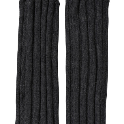 Dolce & Gabbana Black Virgin Wool Knitted Fingerless Gloves
