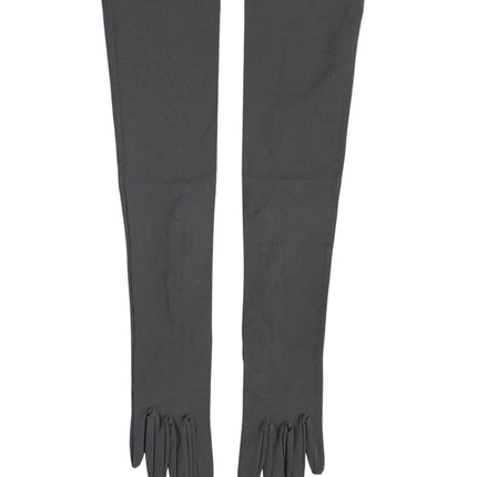Dolce & Gabbana Dark Gray Viscose Elbow Length Mitten Men Gloves
