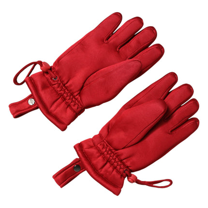 Dolce & Gabbana Red Viscose Motorcycle Biker Mitten Gloves