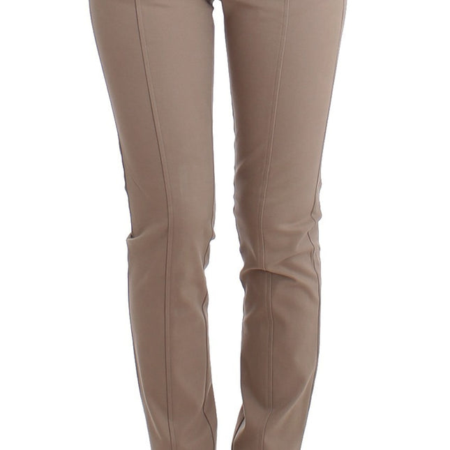 Cavalli Class Beige Dress Skinny Slim Straight Chinos Pants
