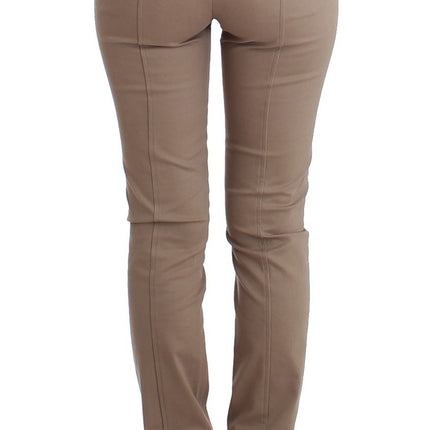 Cavalli Class Beige Dress Skinny Slim Straight Chinos Pants