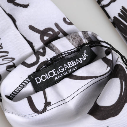 Dolce & Gabbana Black White DG Logo Elbow Length Mitten Gloves