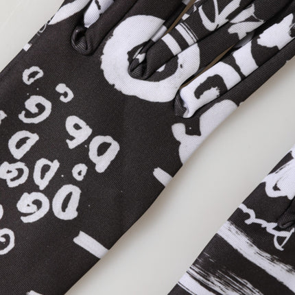 Dolce & Gabbana Black White DG Logo Elbow Length Mitten Gloves
