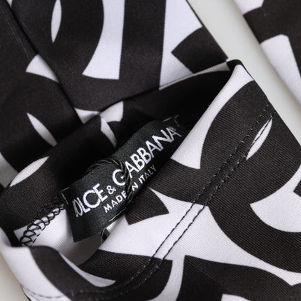 Dolce & Gabbana Black White DG Logo Elbow Length Mitten Gloves