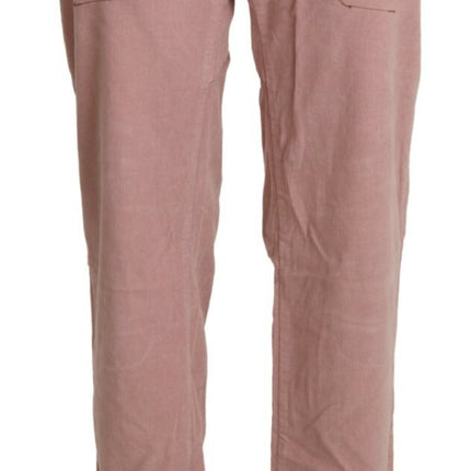 Ermanno Scervino Cotton Pink High Waist Straight Trouser Pants