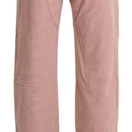 Ermanno Scervino Cotton Pink High Waist Straight Trouser Pants