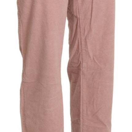 Ermanno Scervino Cotton Pink High Waist Straight Trouser Pants