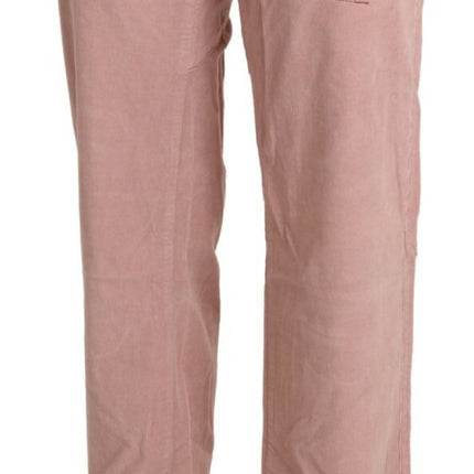 Ermanno Scervino Cotton Pink High Waist Straight Trouser Pants