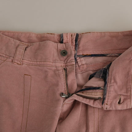 Ermanno Scervino Cotton Pink High Waist Straight Trouser Pants