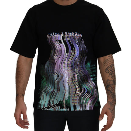 Dolce & Gabbana Cotton Black Printed Crewneck Tee T-shirt