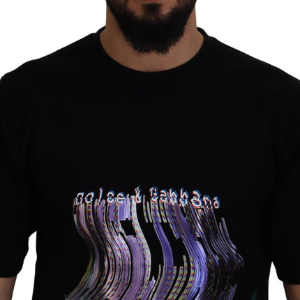 Dolce & Gabbana Cotton Black Printed Crewneck Tee T-shirt