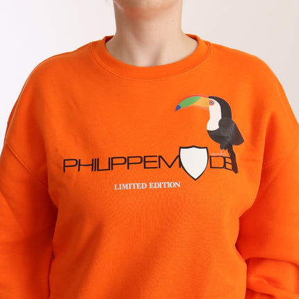 Philippe Model Orange Printed Long Sleeves Pullover Sweater