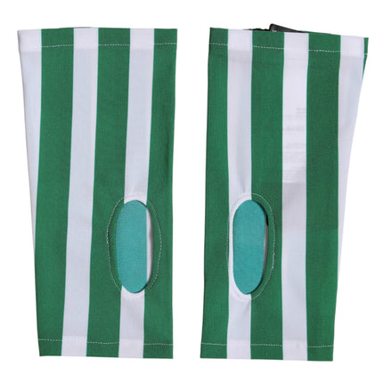 Dolce & Gabbana Green White Nylon Fingerless Wrist Length Gloves