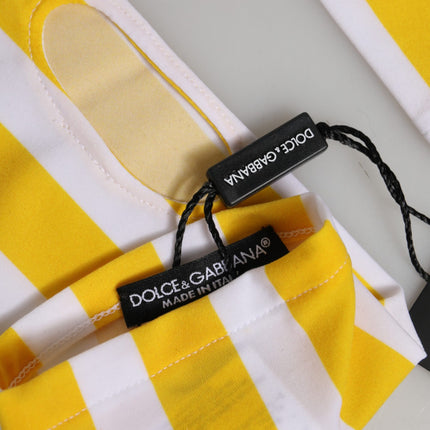Dolce & Gabbana Yellow White Nylon Fingerless Wrist Length Gloves