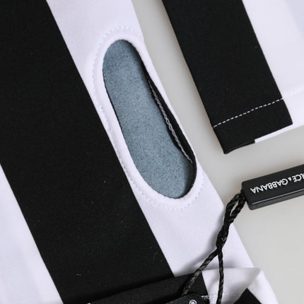 Dolce & Gabbana Black White Nylon Fingerless Wrist Length Gloves