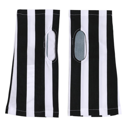 Dolce & Gabbana Black White Nylon Fingerless Wrist Length Gloves