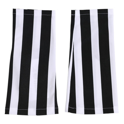 Dolce & Gabbana Black White Nylon Fingerless Wrist Length Gloves