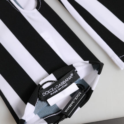 Dolce & Gabbana Black White Nylon Fingerless Wrist Length Gloves