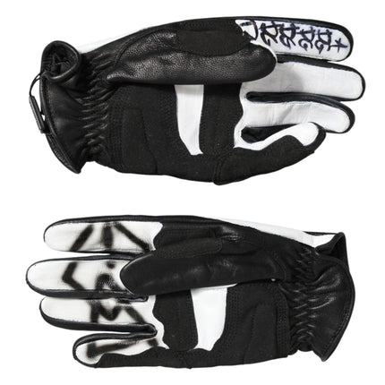 Dolce & Gabbana Gloves Black White Crystal Wrist Length Mitten  Gloves