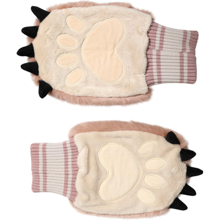 Dolce & Gabbana Brown Acrylic Knitted Fur Wrist Mitten Gloves