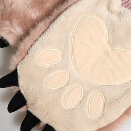 Dolce & Gabbana Brown Acrylic Knitted Fur Wrist Mitten Gloves
