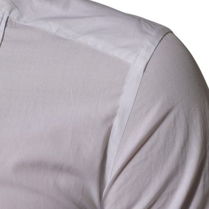 Dolce & Gabbana White Cotton Collared Long Sleeve GOLD Dress  Shirt