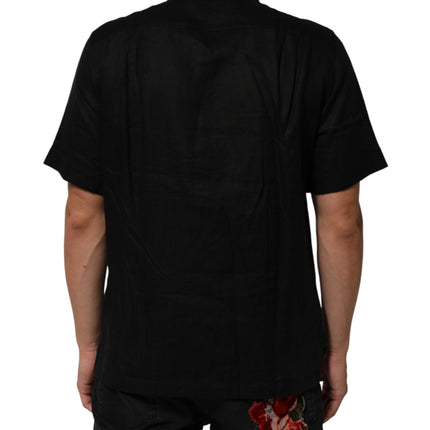 Carhartt Wip Black Linen Collared Short Sleeve Polo Shirt