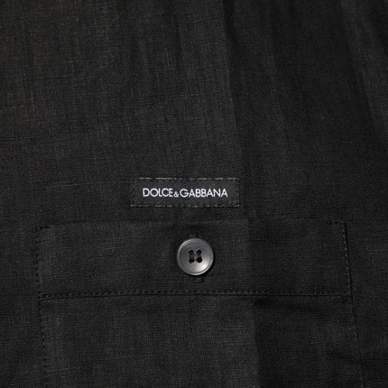 Carhartt Wip Black Linen Collared Short Sleeve Polo Shirt