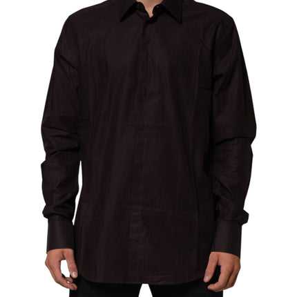 Dolce & Gabbana Brown Cotton LongSleeve MARTINI Dress  Shirt