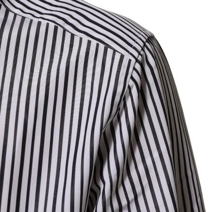 Dolce & Gabbana Black White Stripes Men GOLD Dress Shirt